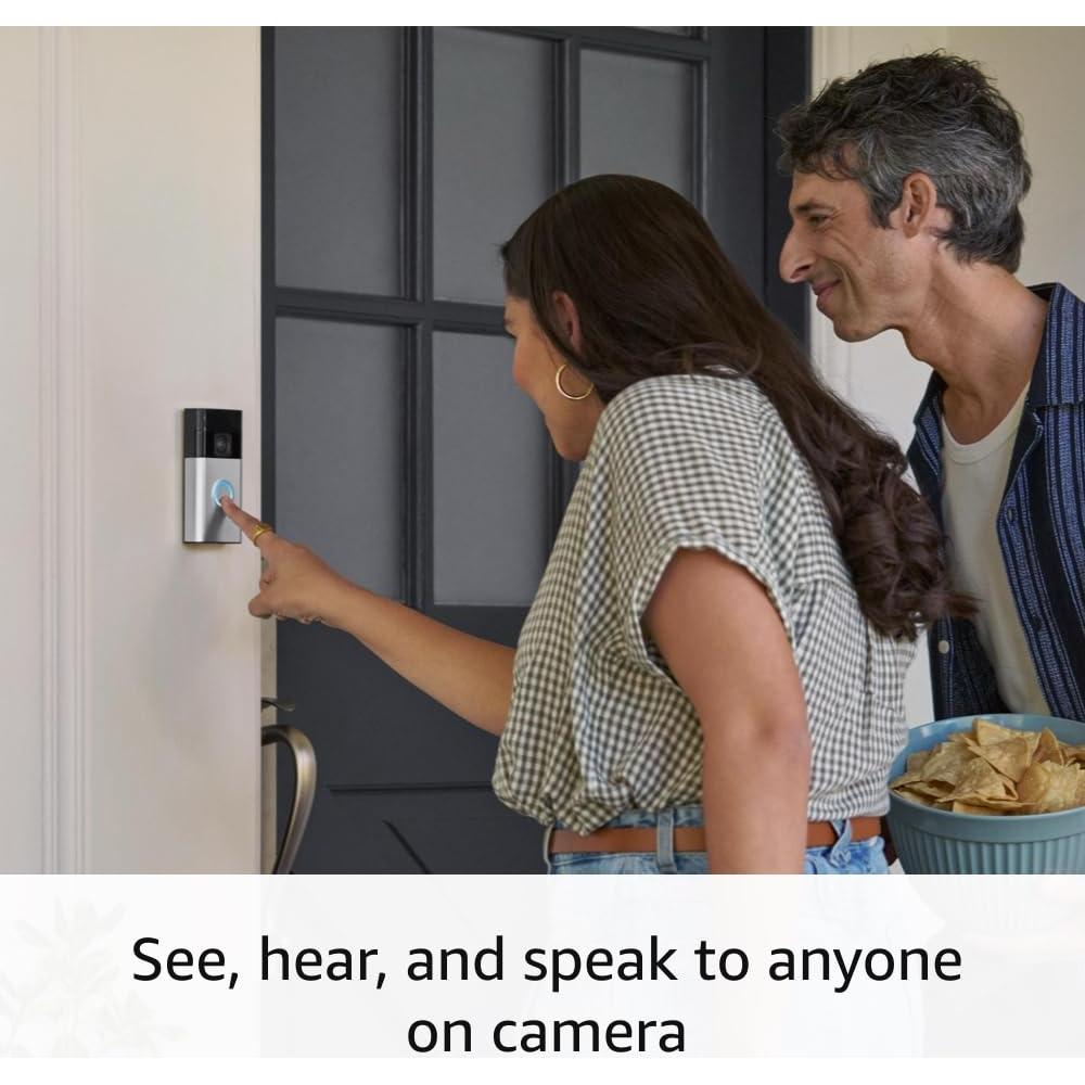 Battery Doorbell, Solar, Head-to-Toe Video, Live View with Two-Way Talk, and Motion Detection & Alerts (2024 release), Satin Nickel