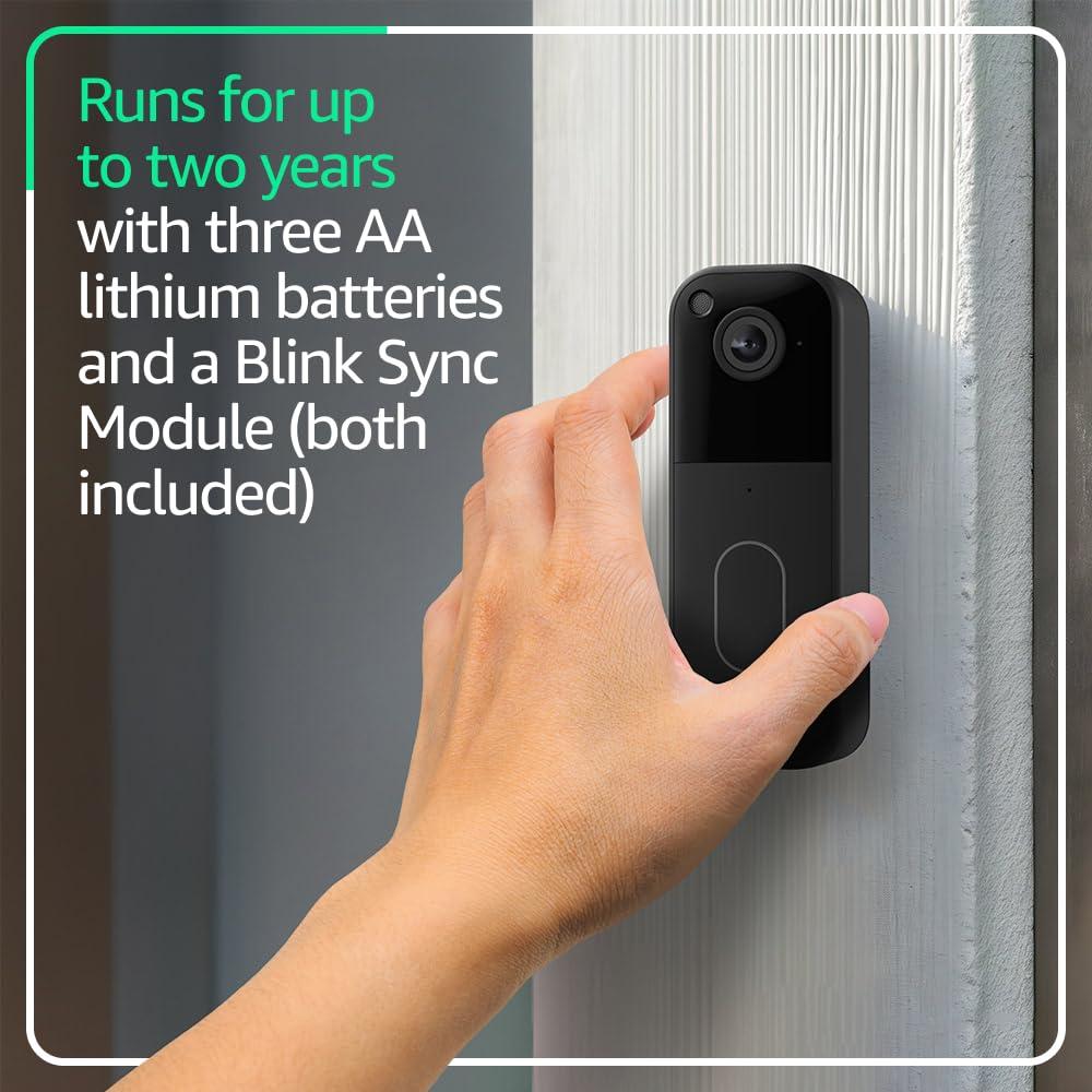 All-new Blink Video Doorbell + Mini 2 – Motion & chime alerts, HD viewing, and two way audio. Sync Module Core included – 1 camera system + two Mini 2 (Black/Black)