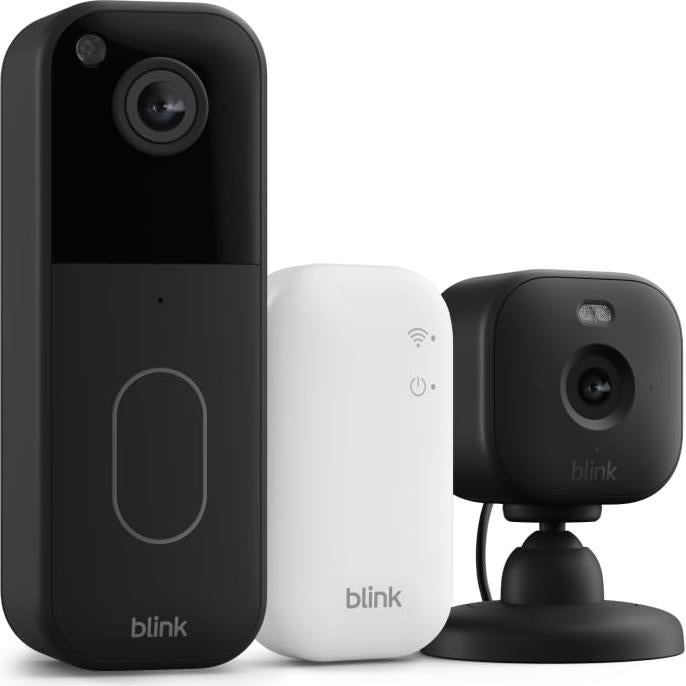All-new Blink Video Doorbell + Mini 2 – Motion & chime alerts, HD viewing, and two way audio. Sync Module Core included – 1 camera system + Mini 2 (Black/Black)