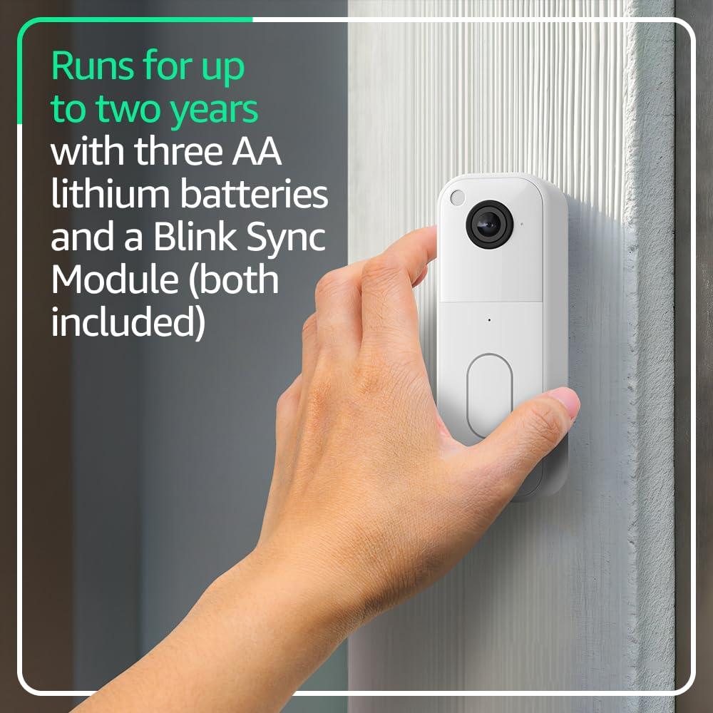 All-new Blink Video Doorbell + Mini 2 – Motion & chime alerts, HD viewing, and two way audio. Sync Module Core included – 1 camera system + Mini 2 (White/White)