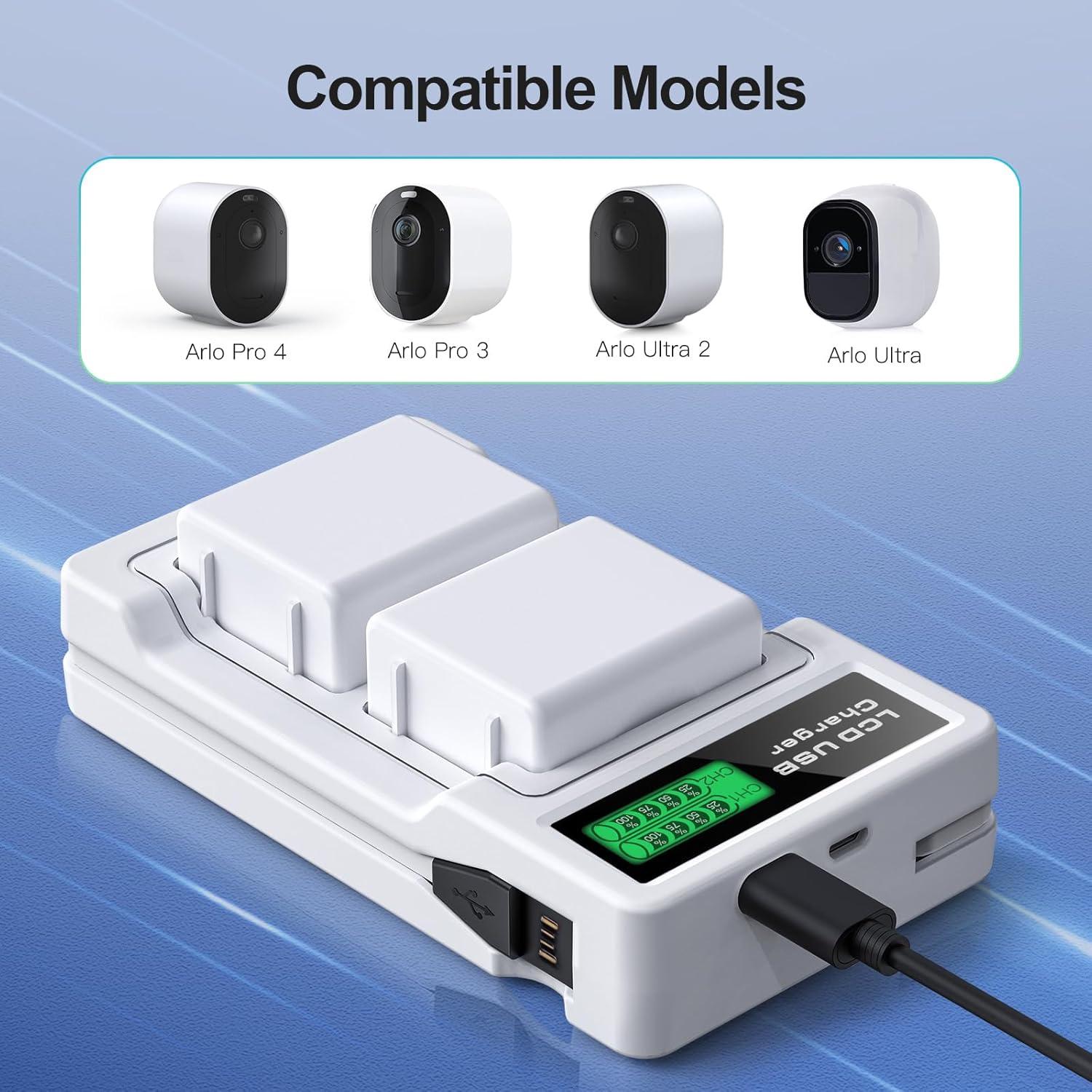 Paquete de 2 Baterías Li-Polímero 4800mAh para Arlo Pro 5S 2K