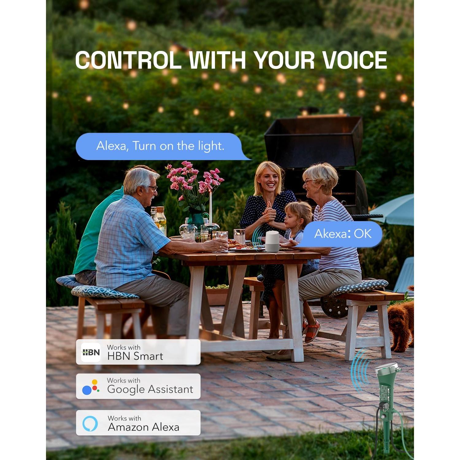 Enchufe Inteligente Exterior HBN 6 Salidas IP44 Control Voz