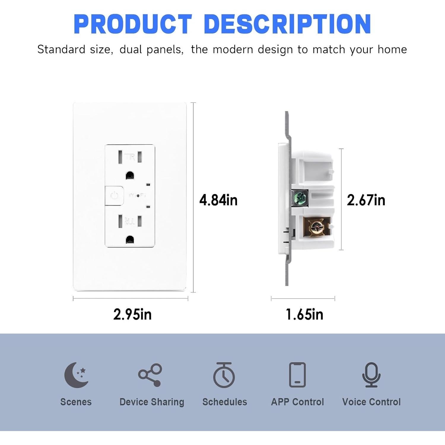 Paquete de 2 Enchufes Inteligentes de Pared Junlit 15A