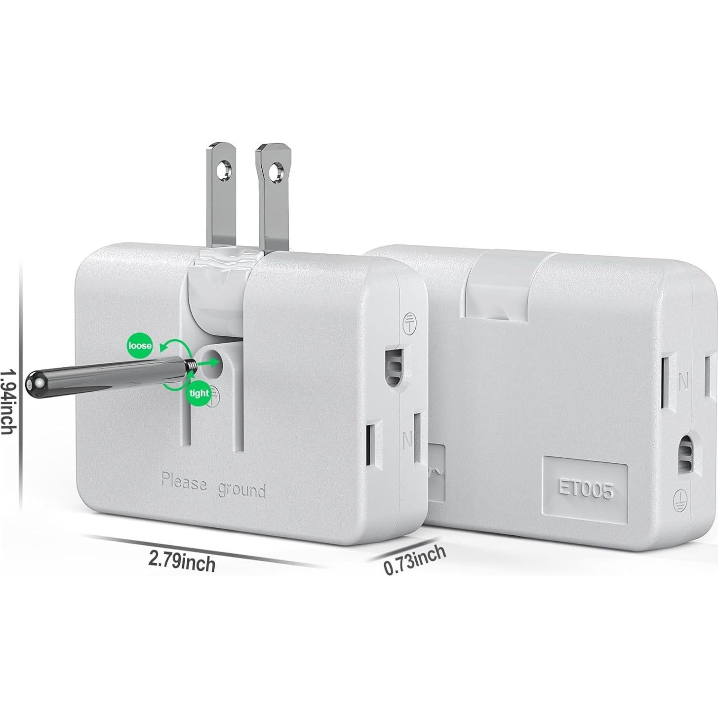 Adaptador de Enchufe ETwinCoo 2/3 Patas con 3 Salidas