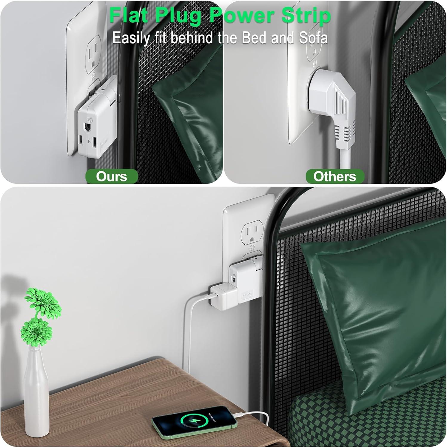 Adaptador de Enchufe ETwinCoo 2/3 Patas con 3 Salidas