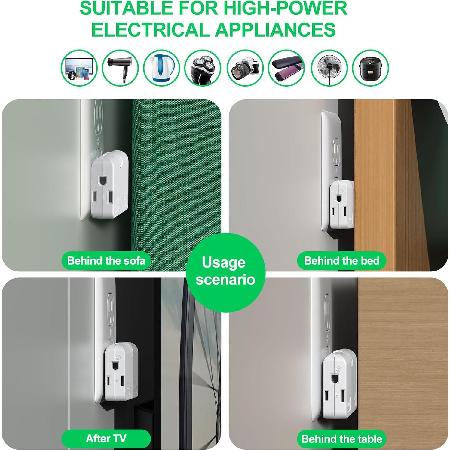 Adaptador de Enchufe ETwinCoo 2/3 Patas con 3 Salidas