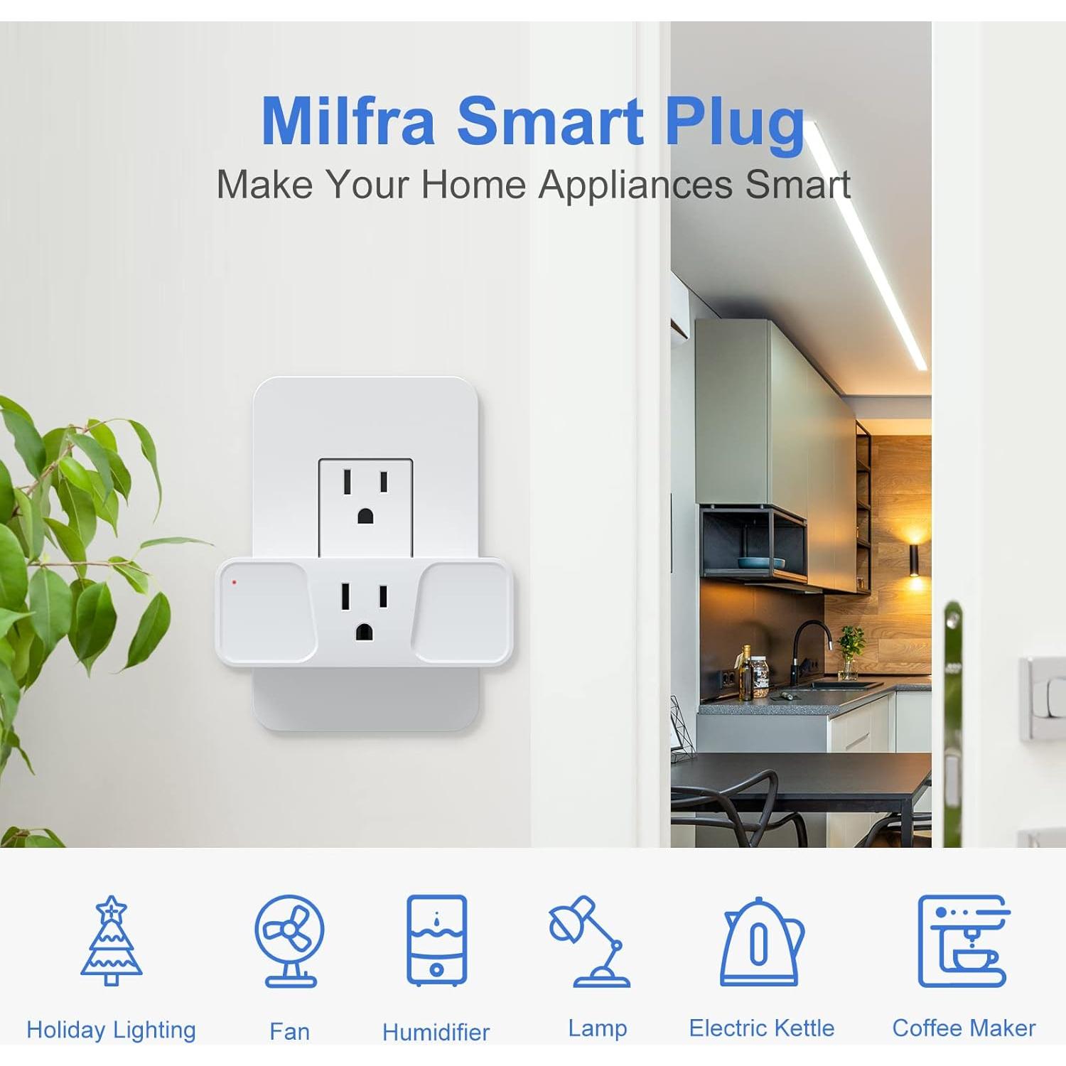 Enchufe Inteligente Milfra 2.4GHz WiFi Control por Voz
