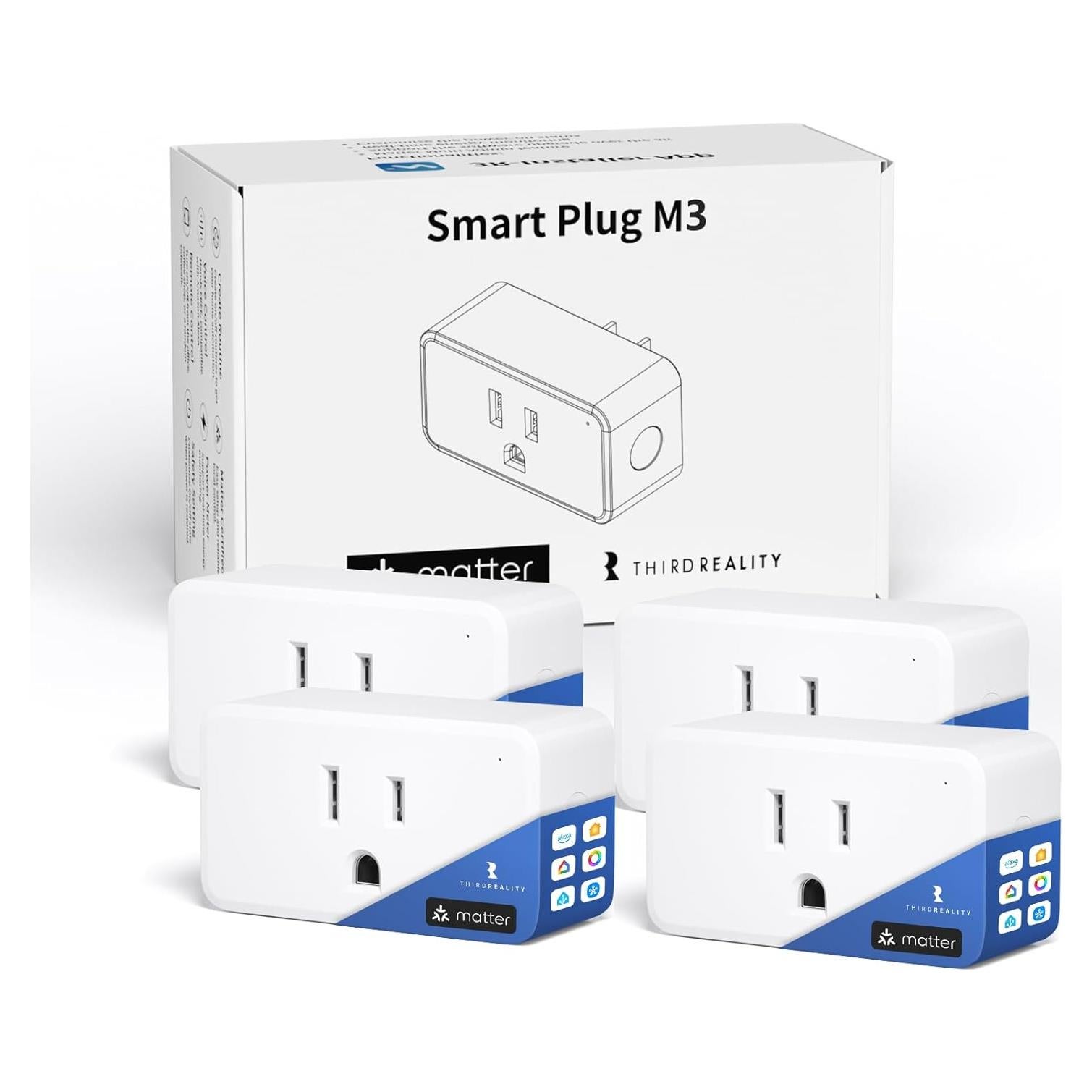 Enchufe Inteligente M3 ThirdReality Paquete de 4, 15A, WiFi