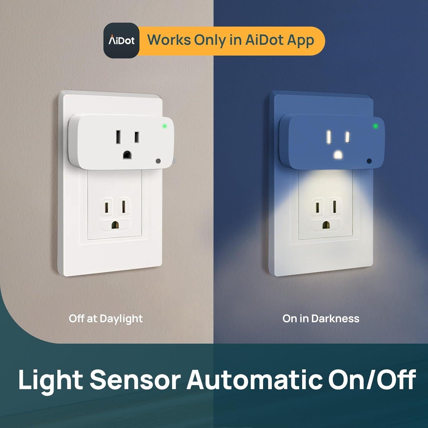 Paquete de 2 Enchufes Inteligentes Matter con Luz Nocturna 15A