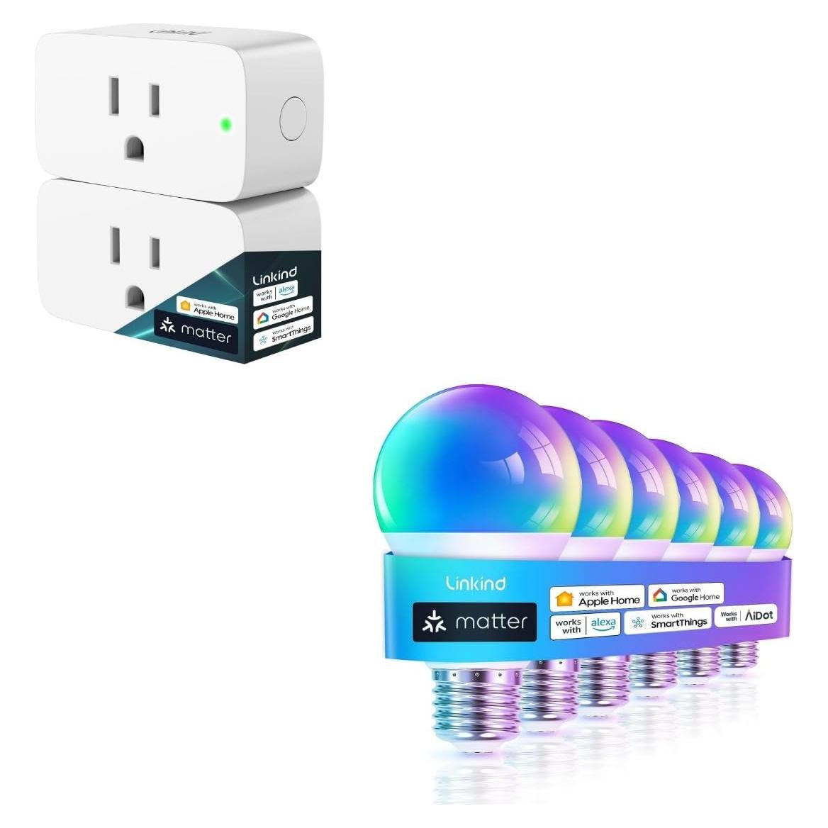 Bombillas Inteligentes Linkind Matter 6 Unidades + Enchufe 2 Unidades