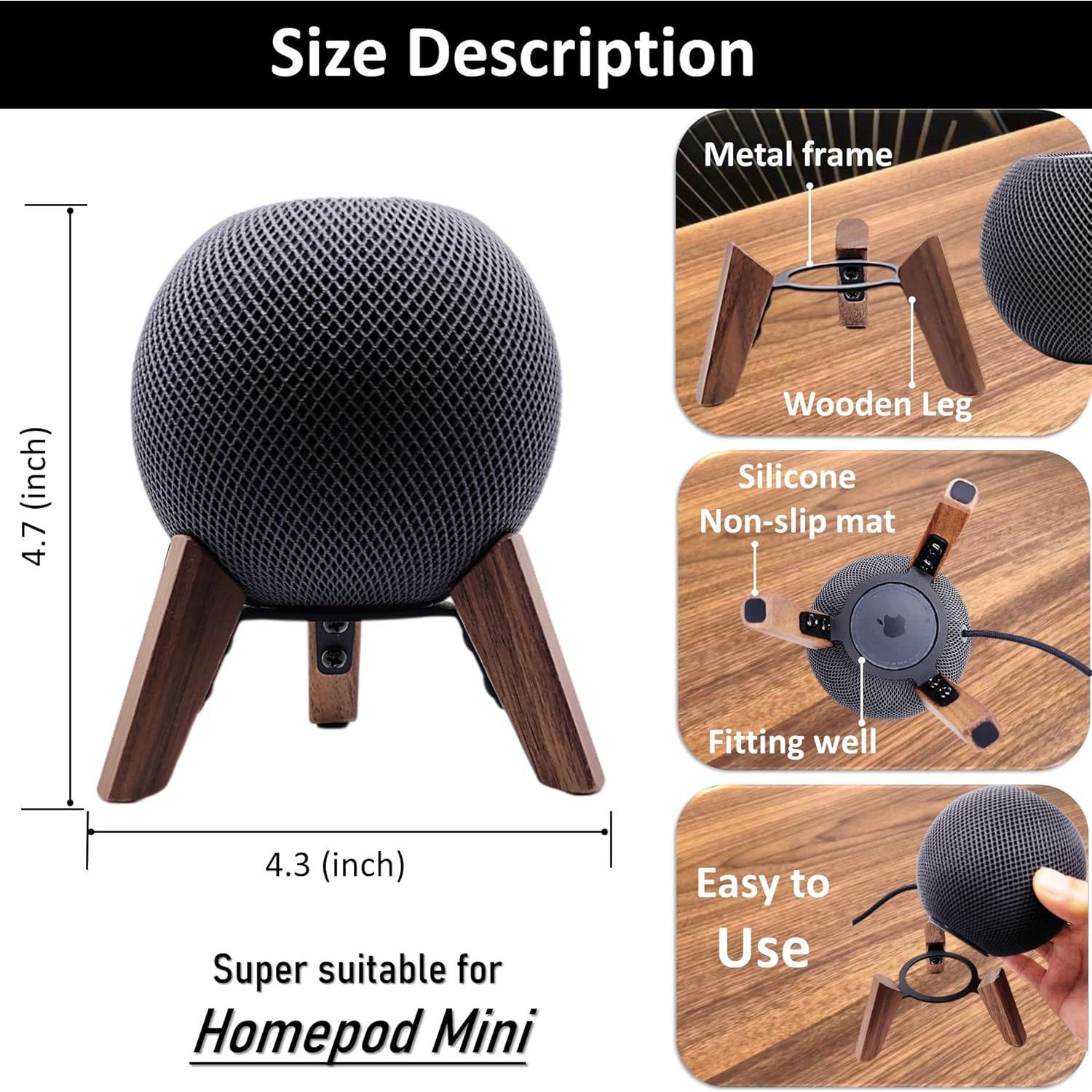 Soporte de Madera Real para Homepod Mini Counlisha Nogal
