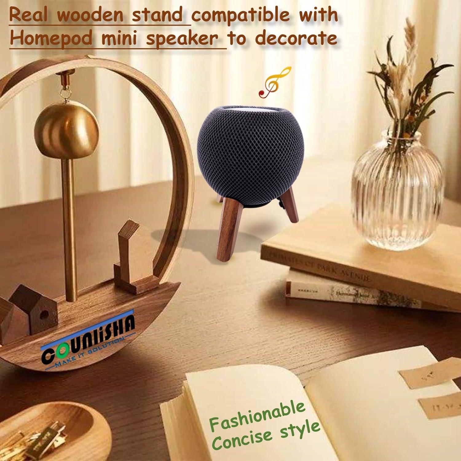 Soporte de Madera Real para Homepod Mini Counlisha Nogal
