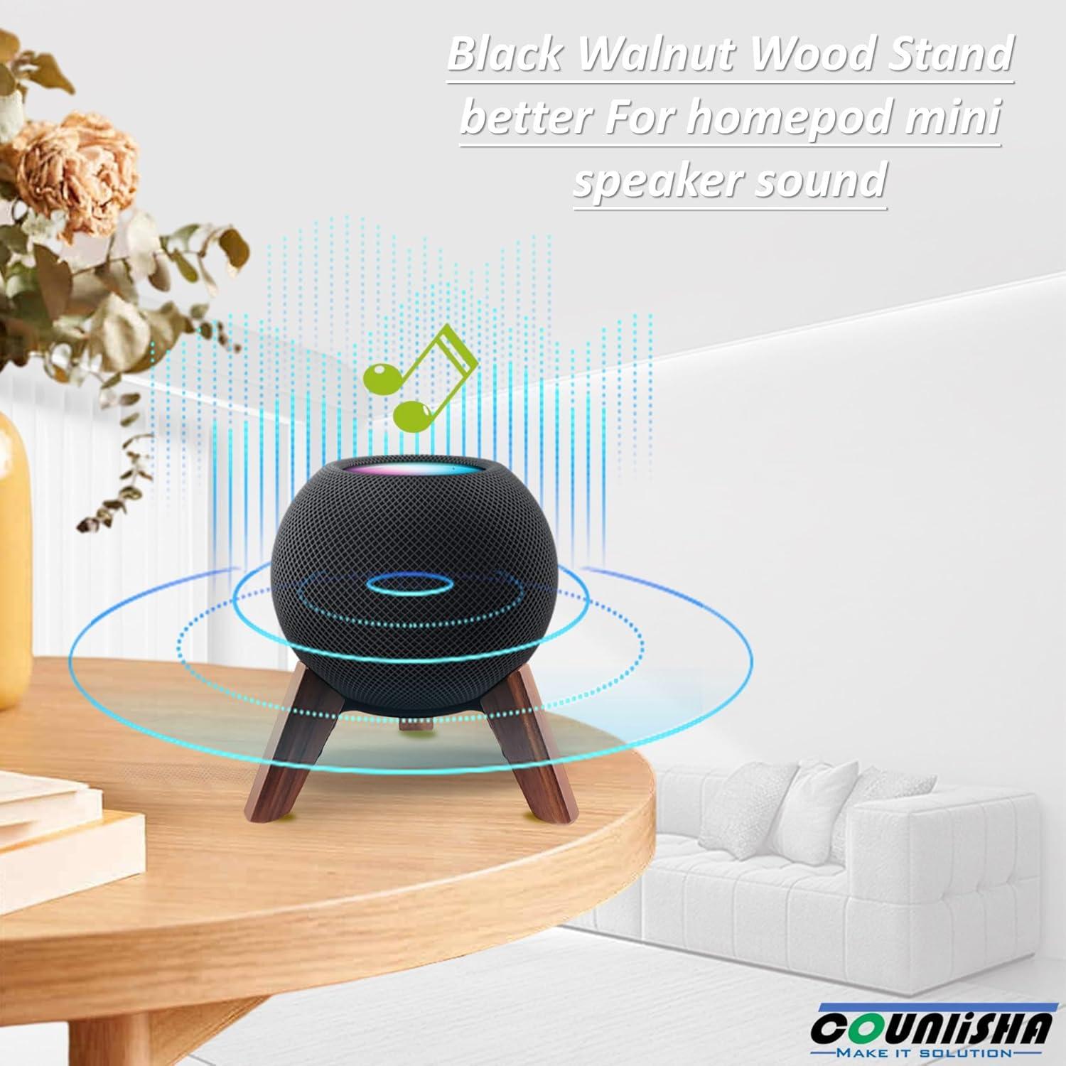 Soporte de Madera Real para Homepod Mini Counlisha Nogal
