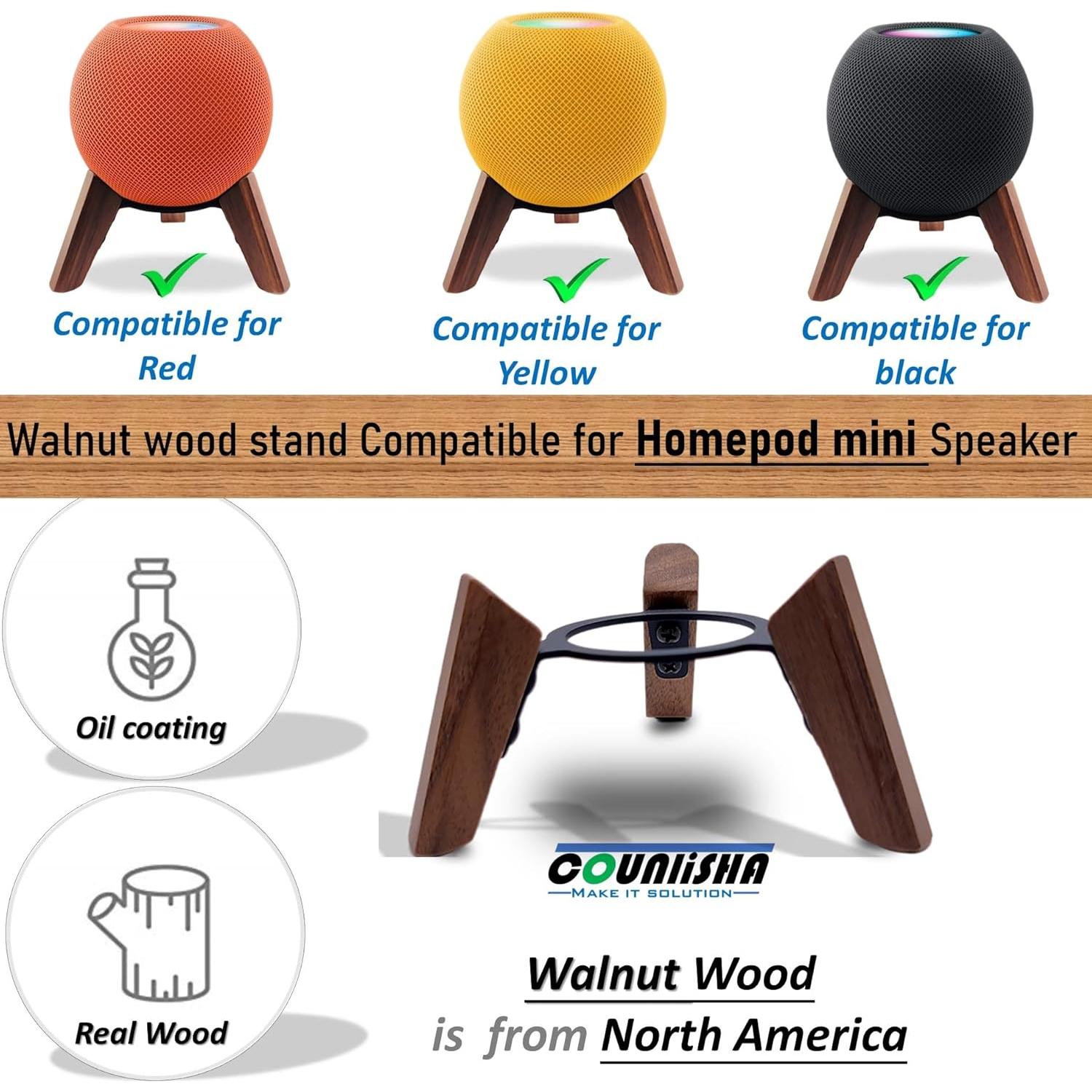 Soporte de Madera Real para Homepod Mini Counlisha Nogal