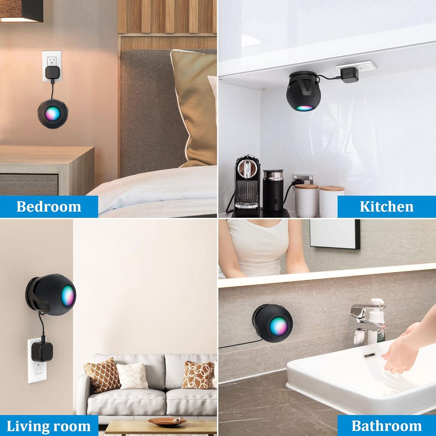 Soporte de pared PlusAcc para HomePod Mini - Negro, compacto y elegante