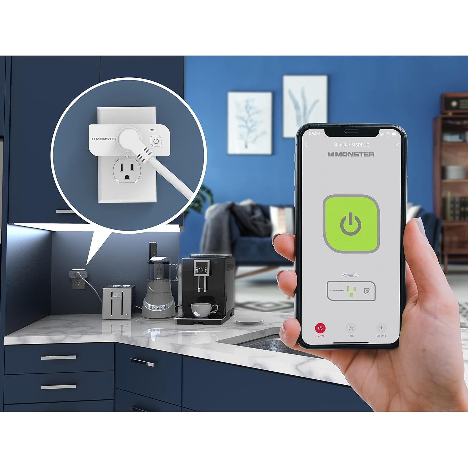 Enchufe Inteligente Monster MSPLUG WiFi Control por Voz