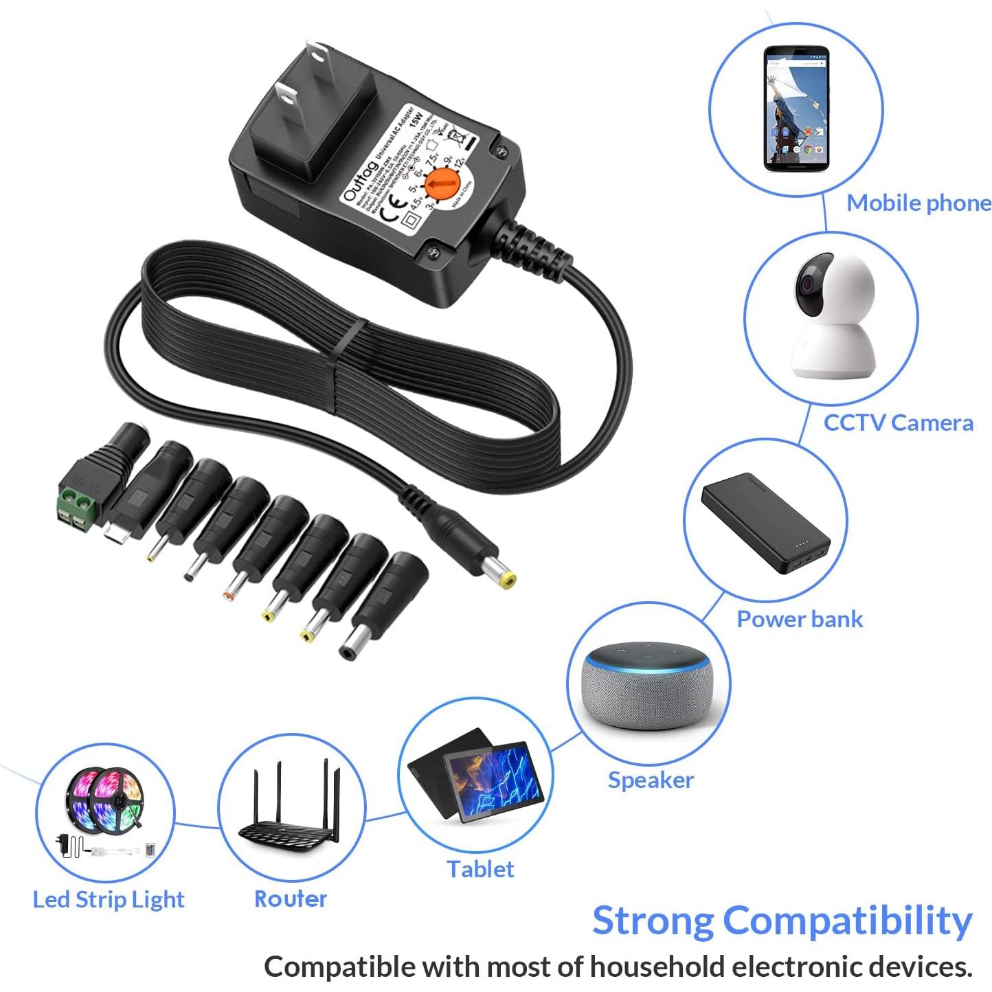 Adaptador AC Universal 15W con 8 Puntas SHENZHEN ETI