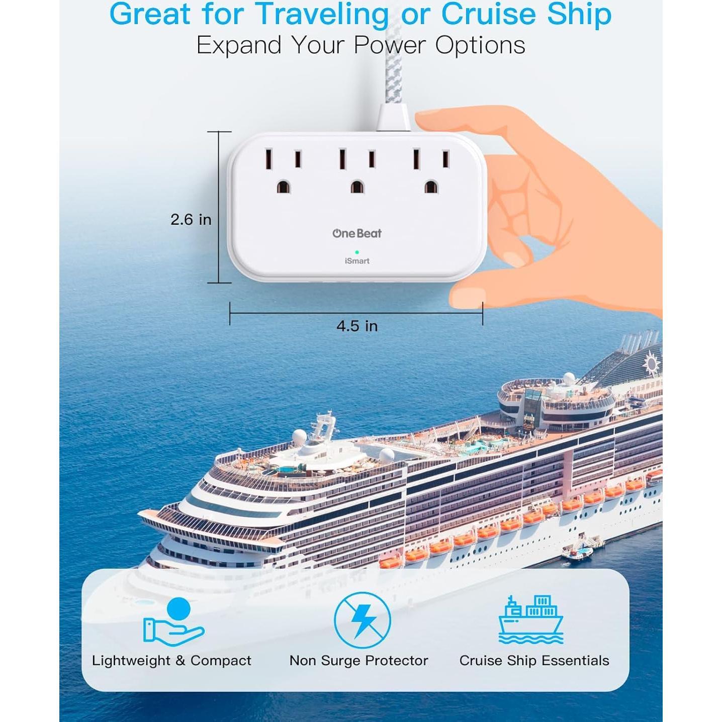 Regleta de Poder One Beat 5 Pies 3 Salidas 4 USB Crucero