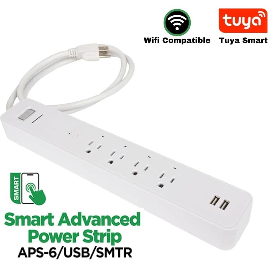 Tira de Energía Inteligente MaxLite APS-6, 4 Salidas AC, 2 USB