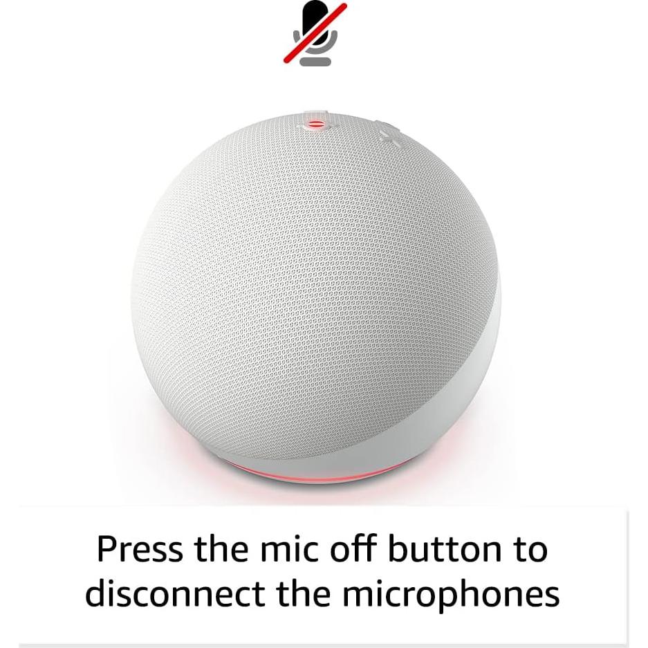 Echo Dot (5th Gen, 2022 release) in Glacier White bundle with TP-Link Kasa Smart Color Bulb