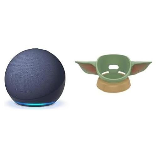 Echo Dot Bundle: Includes Like-New Amazon Echo Dot (newest model) | Deep Sea Blue & the Made for Amazon Mandalorian Baby Grogu Stand