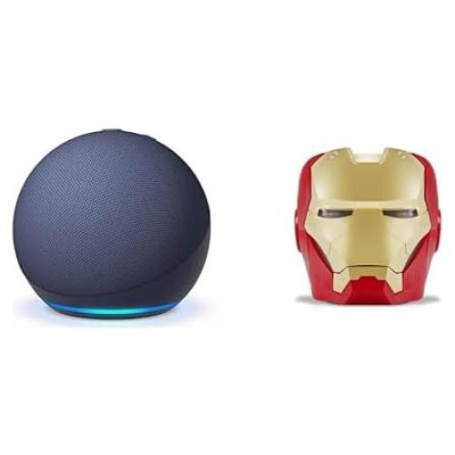 Echo Bundle: Like-New Amazon Echo Dot (newest model) | Deep Sea Blue and Limited Edition Marvel Iron Man Stand