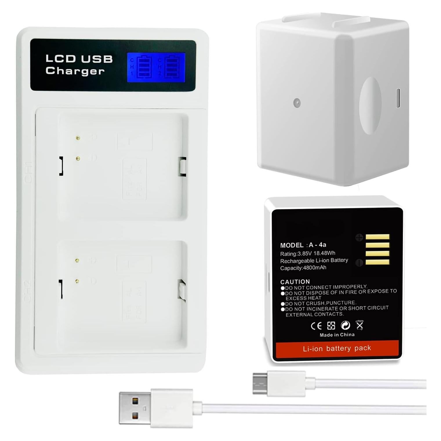 Paquete de 2 Baterías Recargables 4800mAh con Cargador LCD Arlo