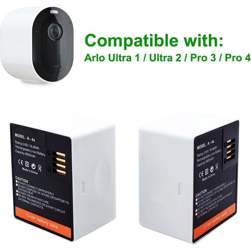 Paquete de 2 Baterías Recargables 3.85V para Arlo Pro 3/4/5/Ultra