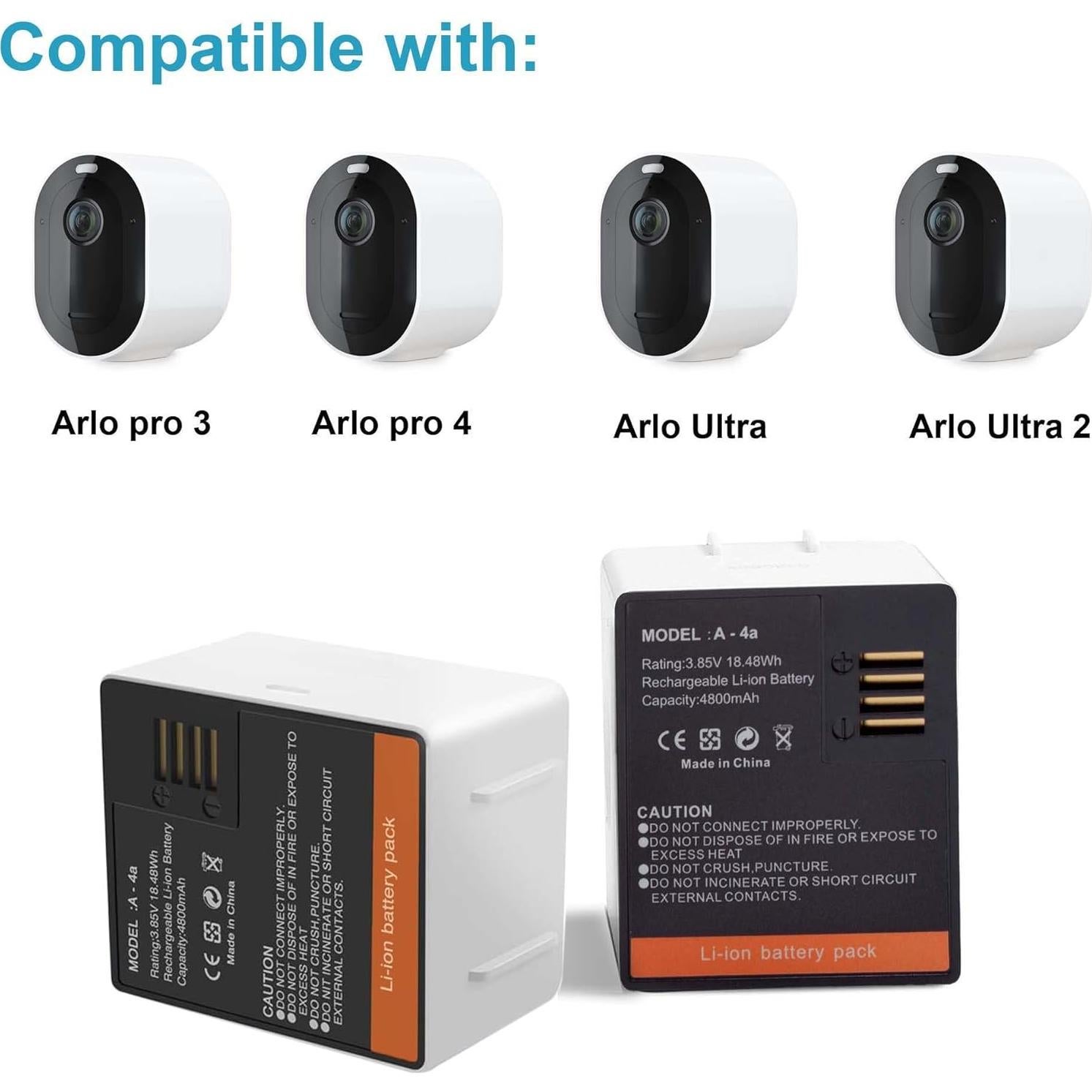 Paquete de 2 Baterías Recargables GELINTO para Arlo Pro 3/4/5s/Ultra
