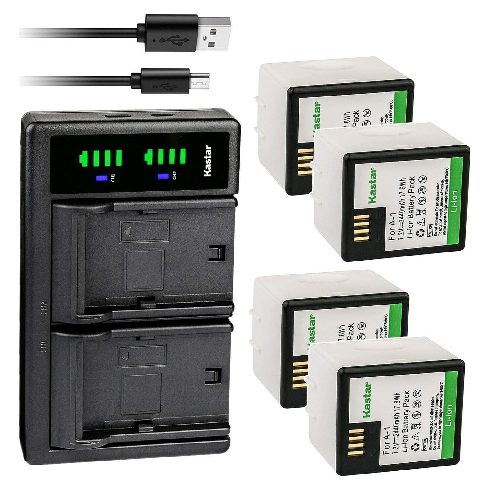 Kastar Cargador USB + 4 Baterías Litio Ion 2440mAh para Arlo
