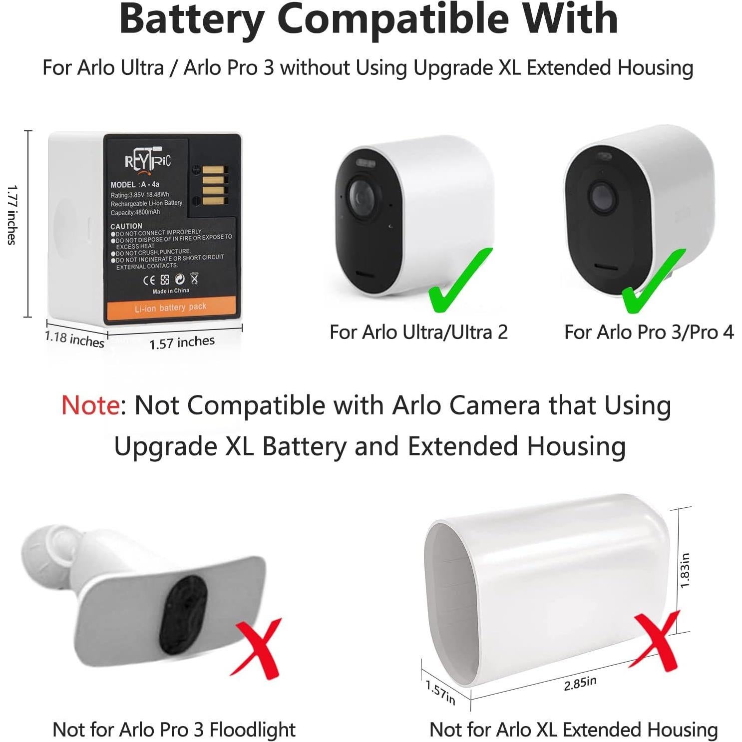 Paquete de 2 Baterías A-4a para Cámaras Arlo Pro 3/4/5S 2K