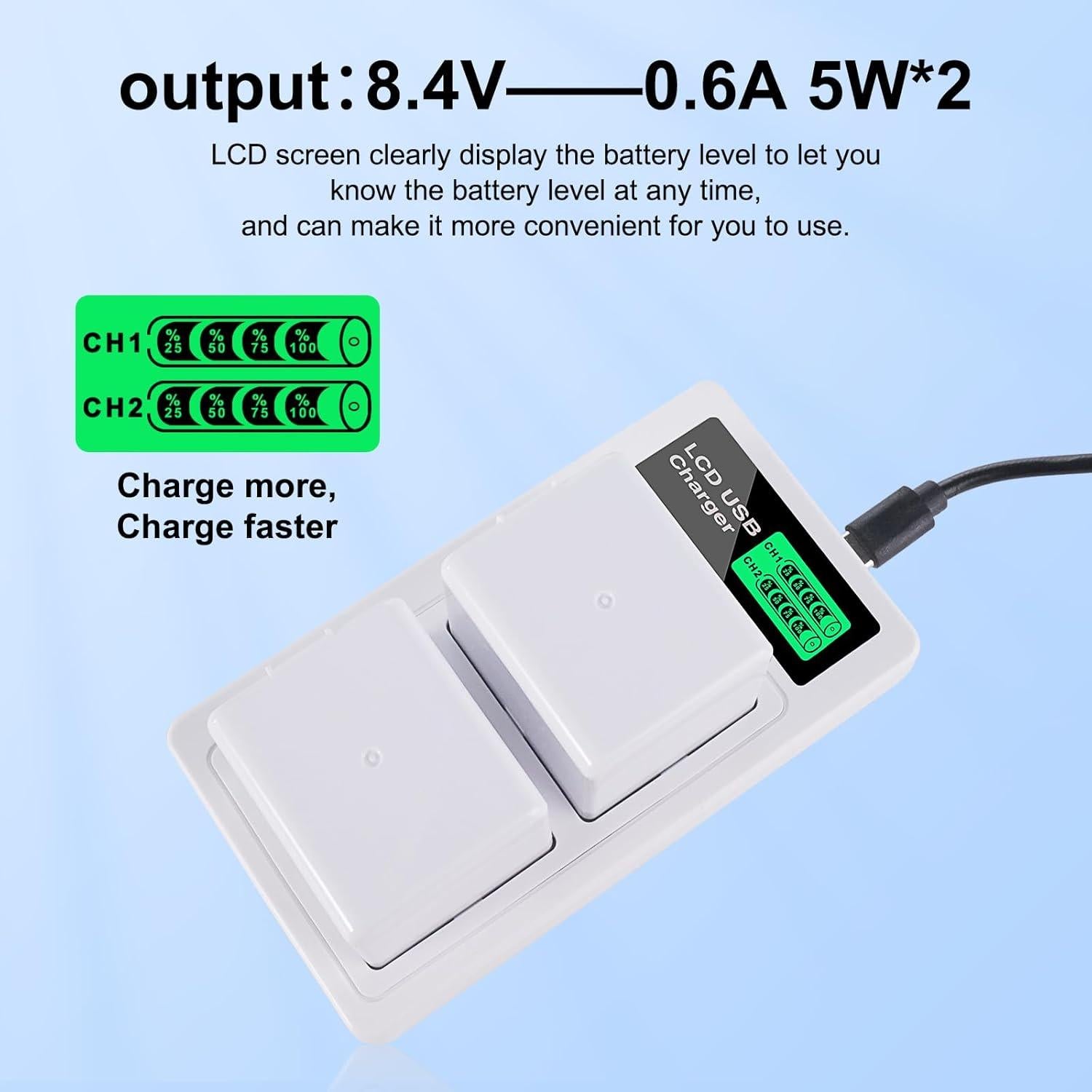 Paquete de 2 Baterías Arlo A-1 con Cargador GOROFO 2440mAh