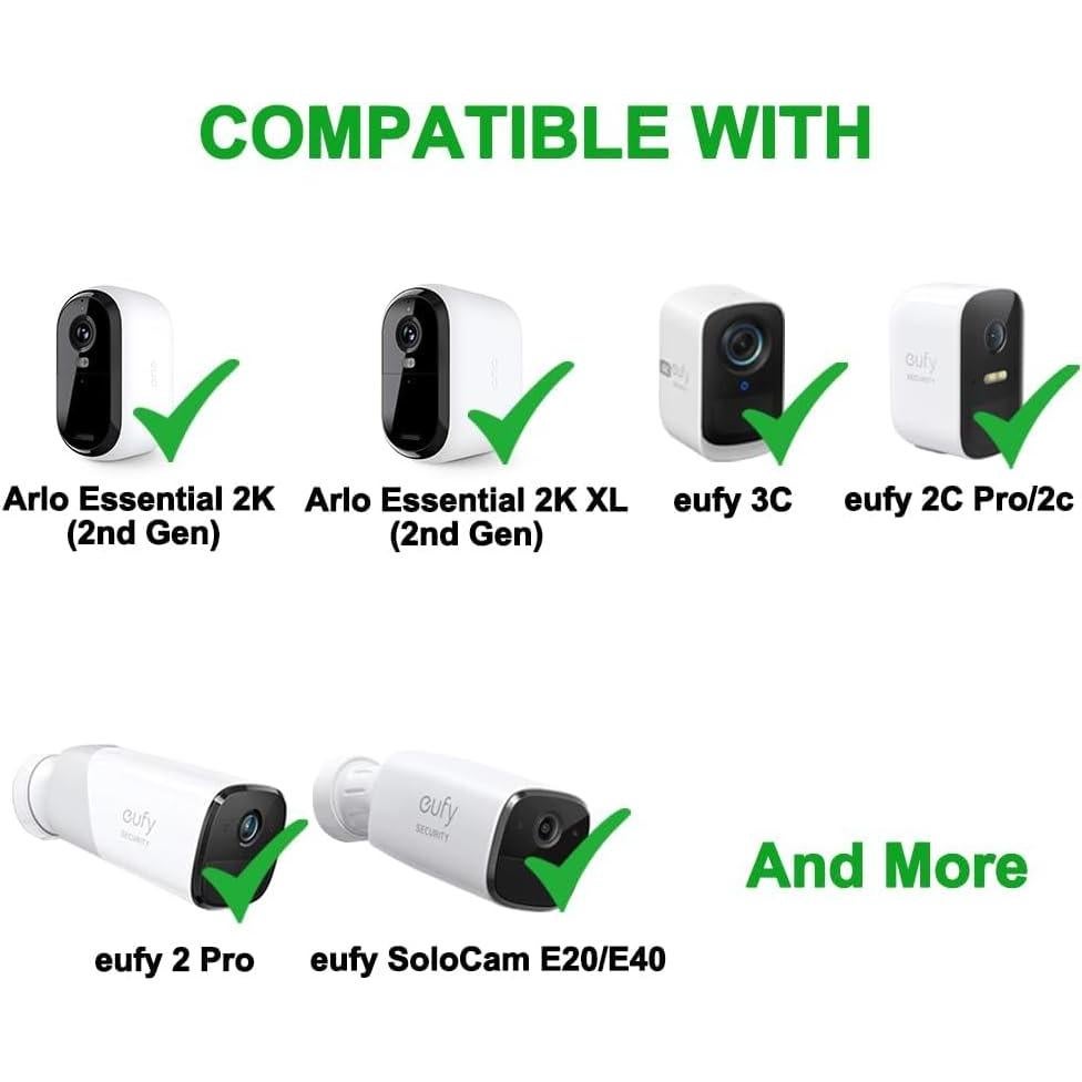 Cargador Solar JJMASEE para Arlo Essential 2K y EufyCam - 3 Pack