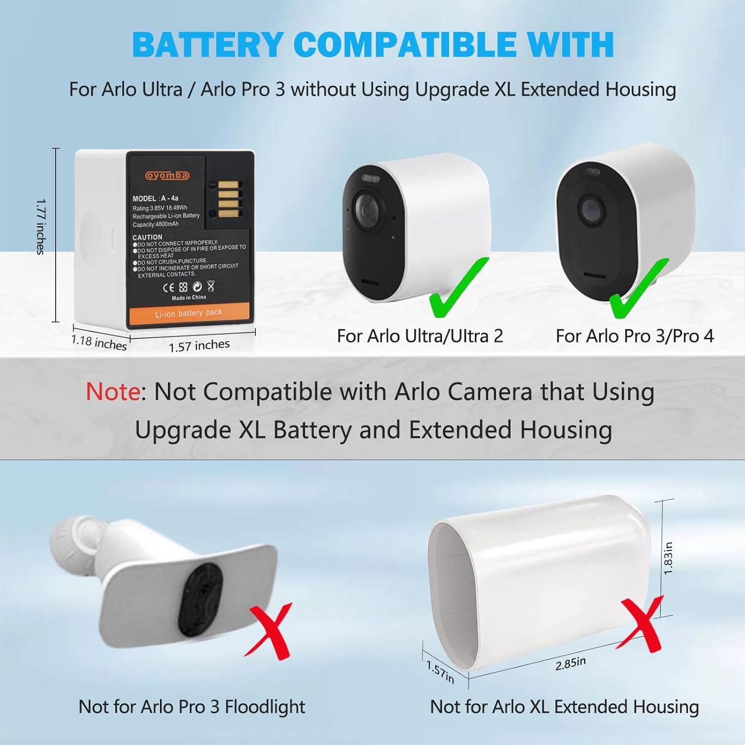 Baterías Recargables A-4a para Arlo Pro 3/4/5S 2K - Paquete de 2