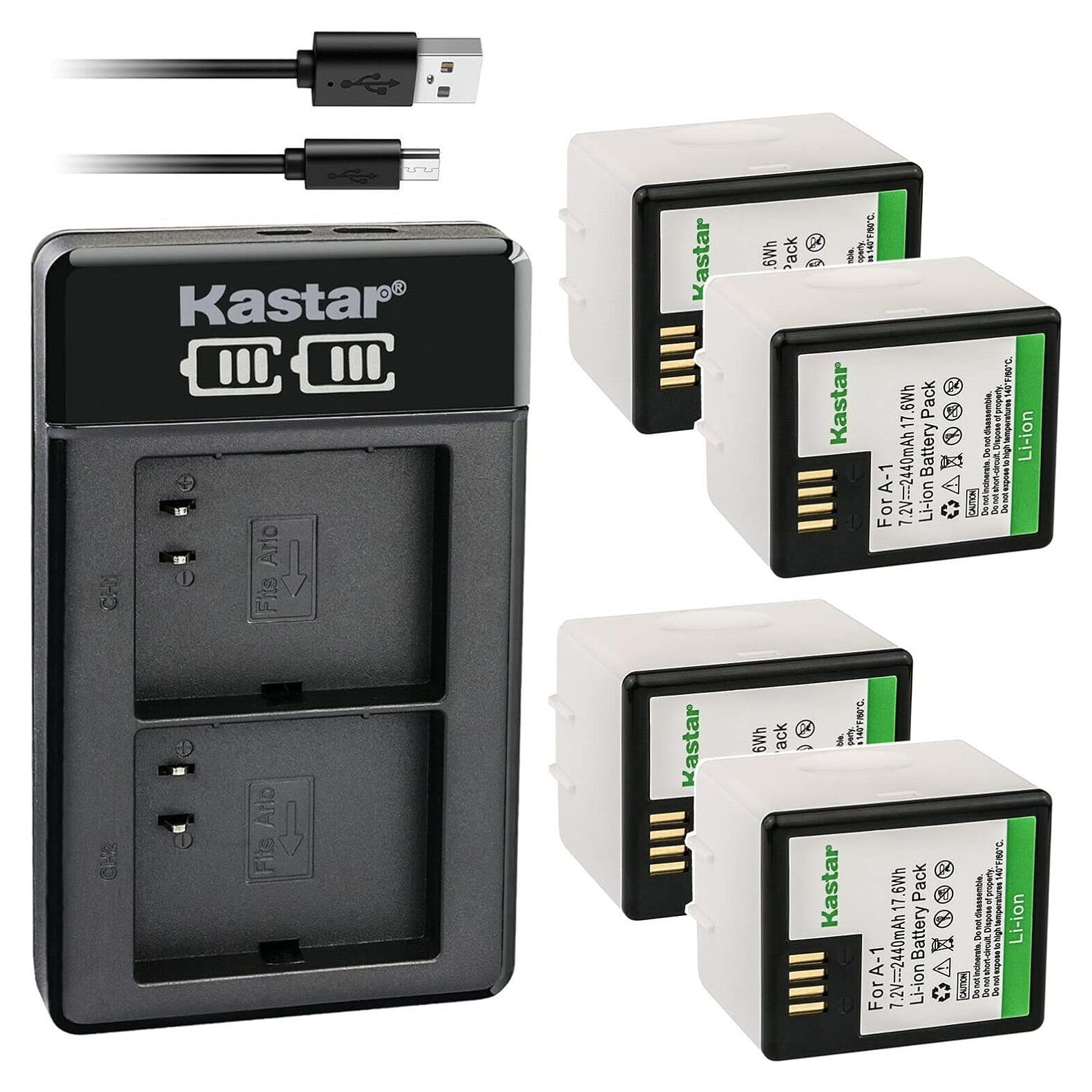 Cargador Doble USB Kastar CH-LED2-4B-A1 + 4 Baterías Litio 2440mAh