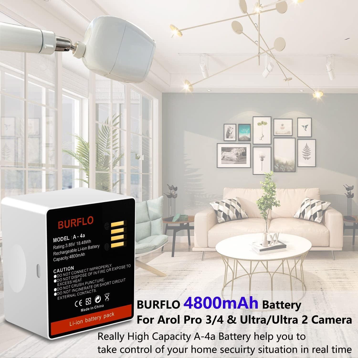 Paquete de 2 Baterías Recargables BURFLO 4800mAh para Arlo