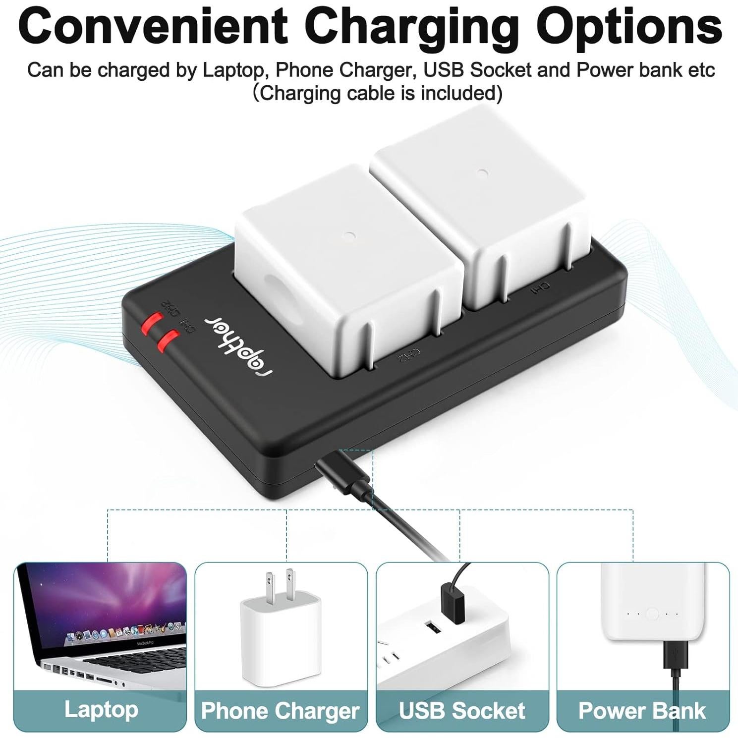 Baterías de Reemplazo Rapthor 4950mAh + Cargador Dual para Arlo