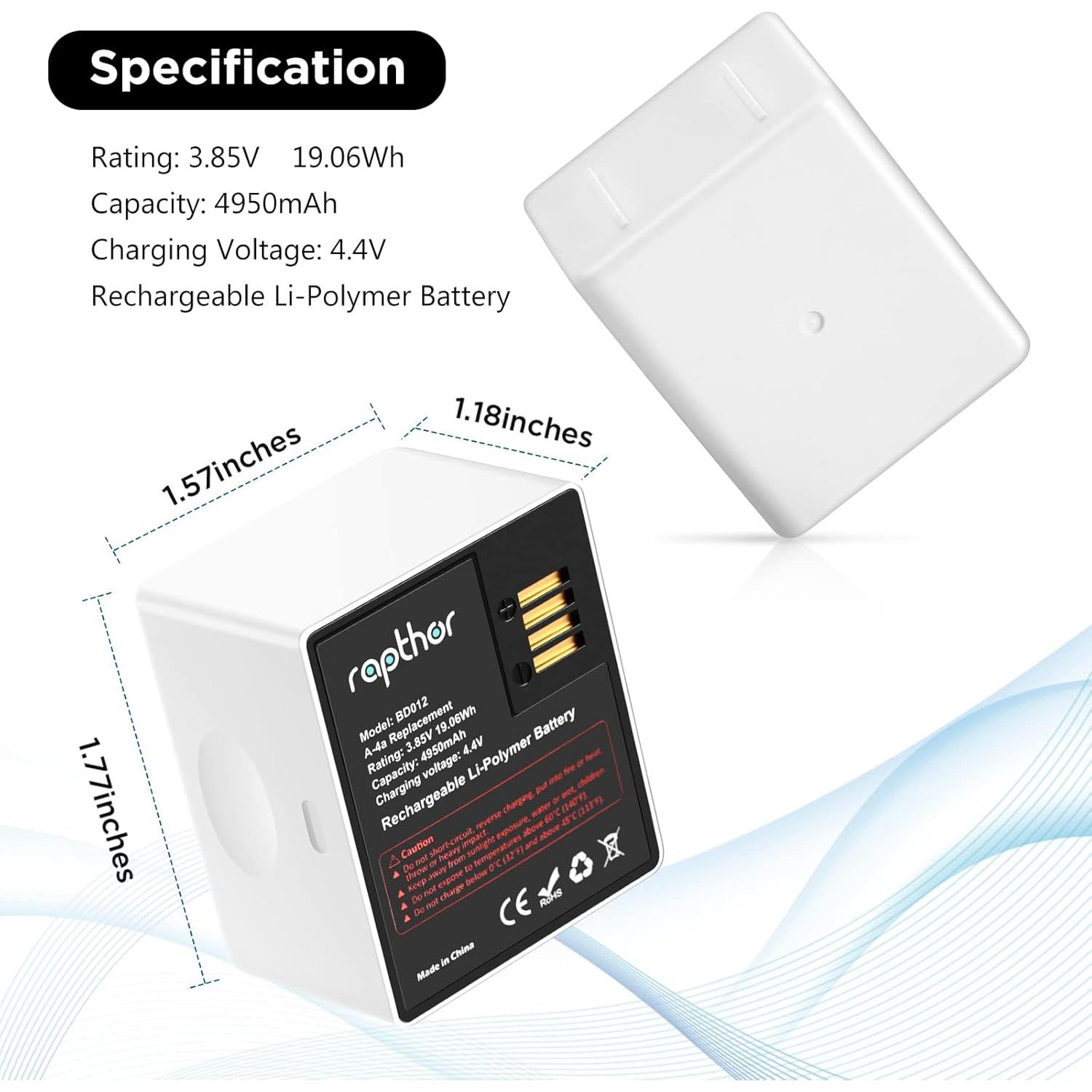 Baterías de Reemplazo Rapthor 4950mAh + Cargador Dual para Arlo