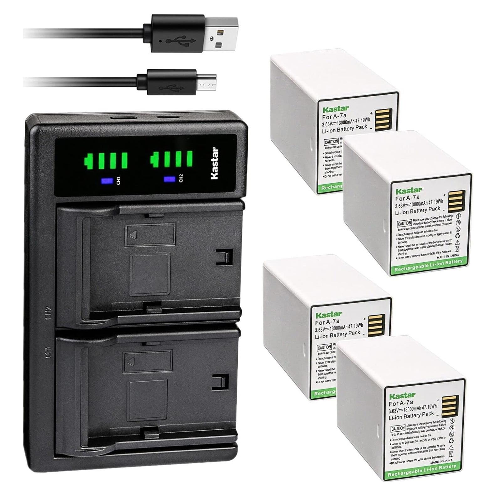 Kastar Cargador USB + 4 Baterías Litio Ion 13000mAh para Arlo Pro 4 XL