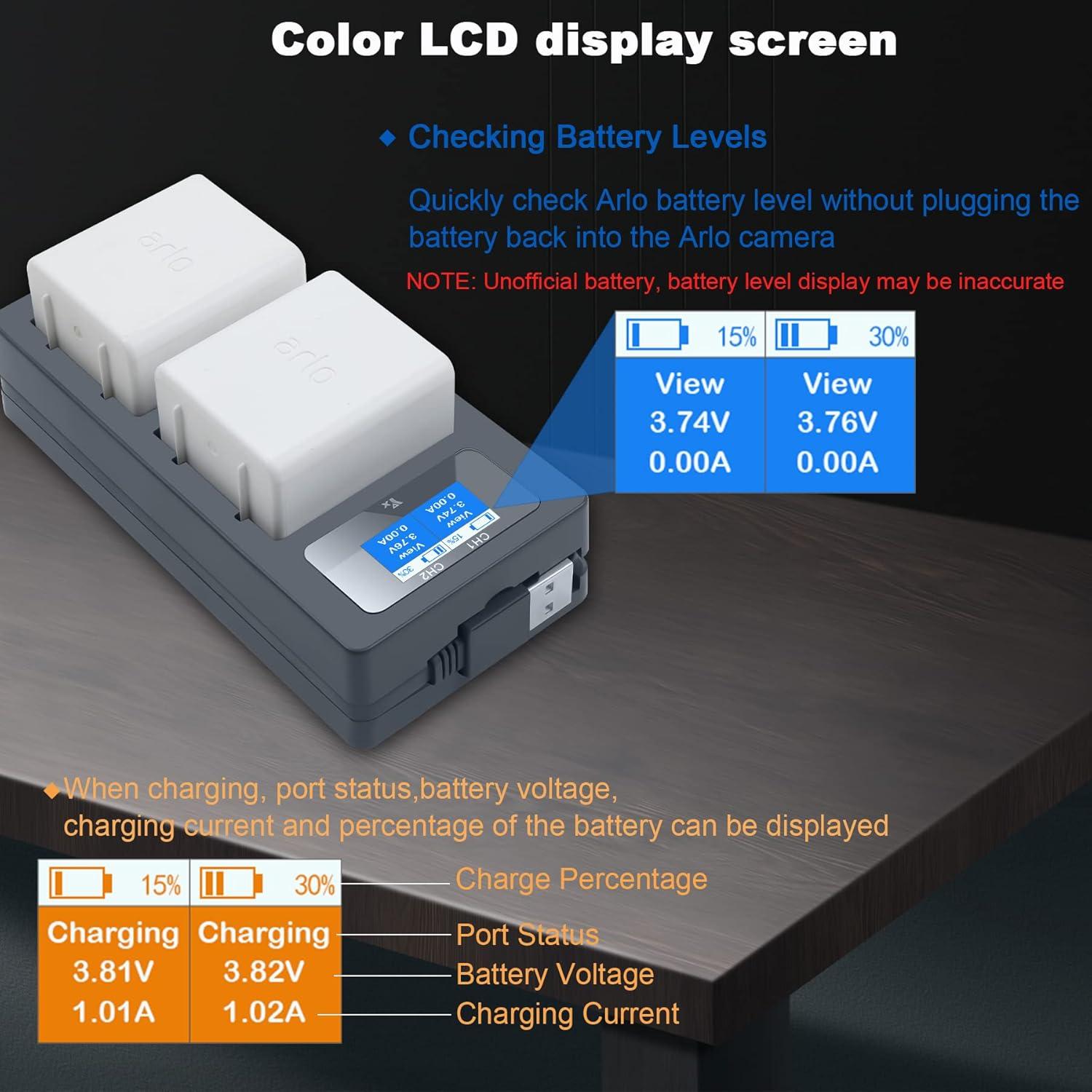 Cargador de Batería LCD Hanatora para Arlo Pro 3/4/5S 2K