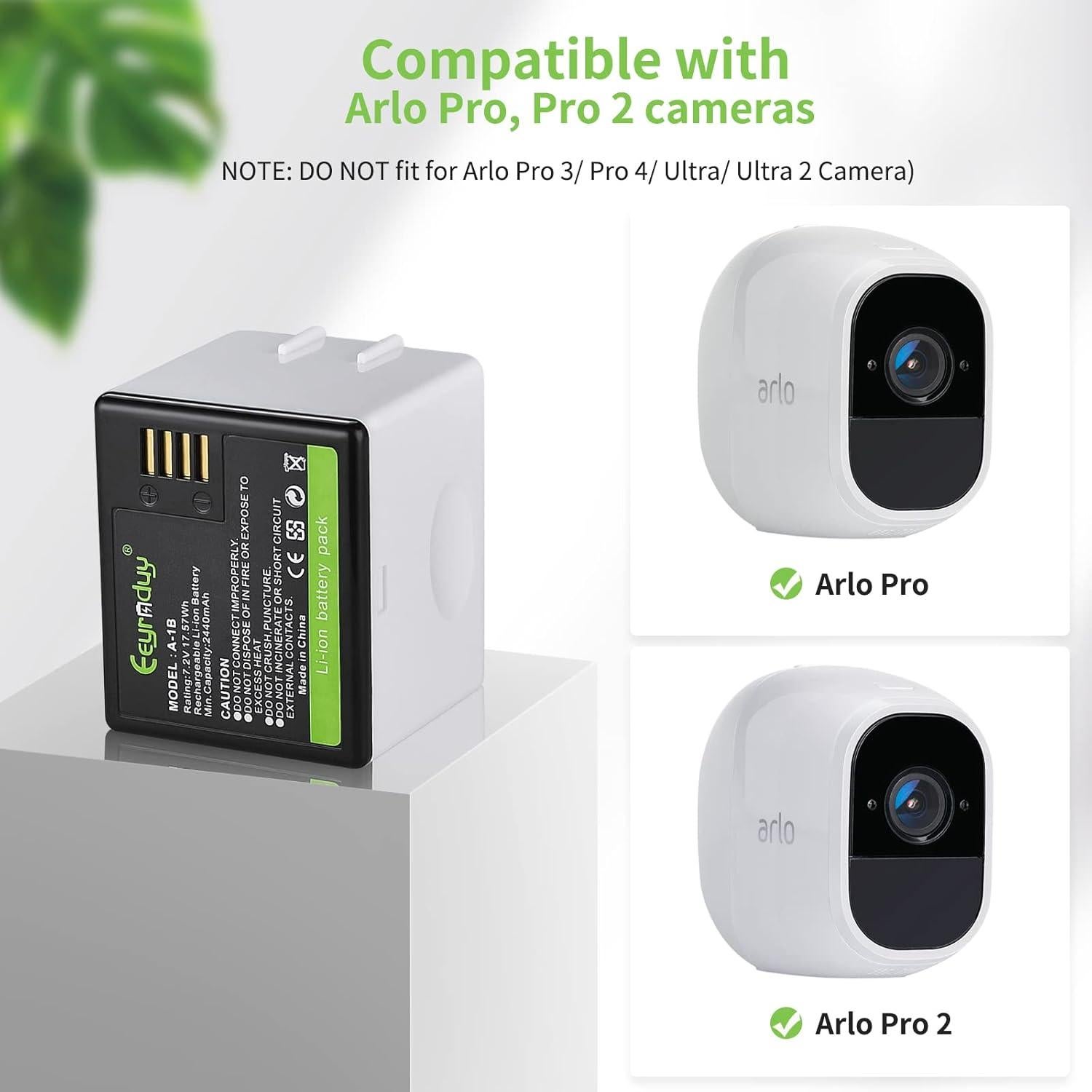 Baterías recargables A-1B Eeyrnduy para cámaras Arlo Pro 2 - 2440mAh