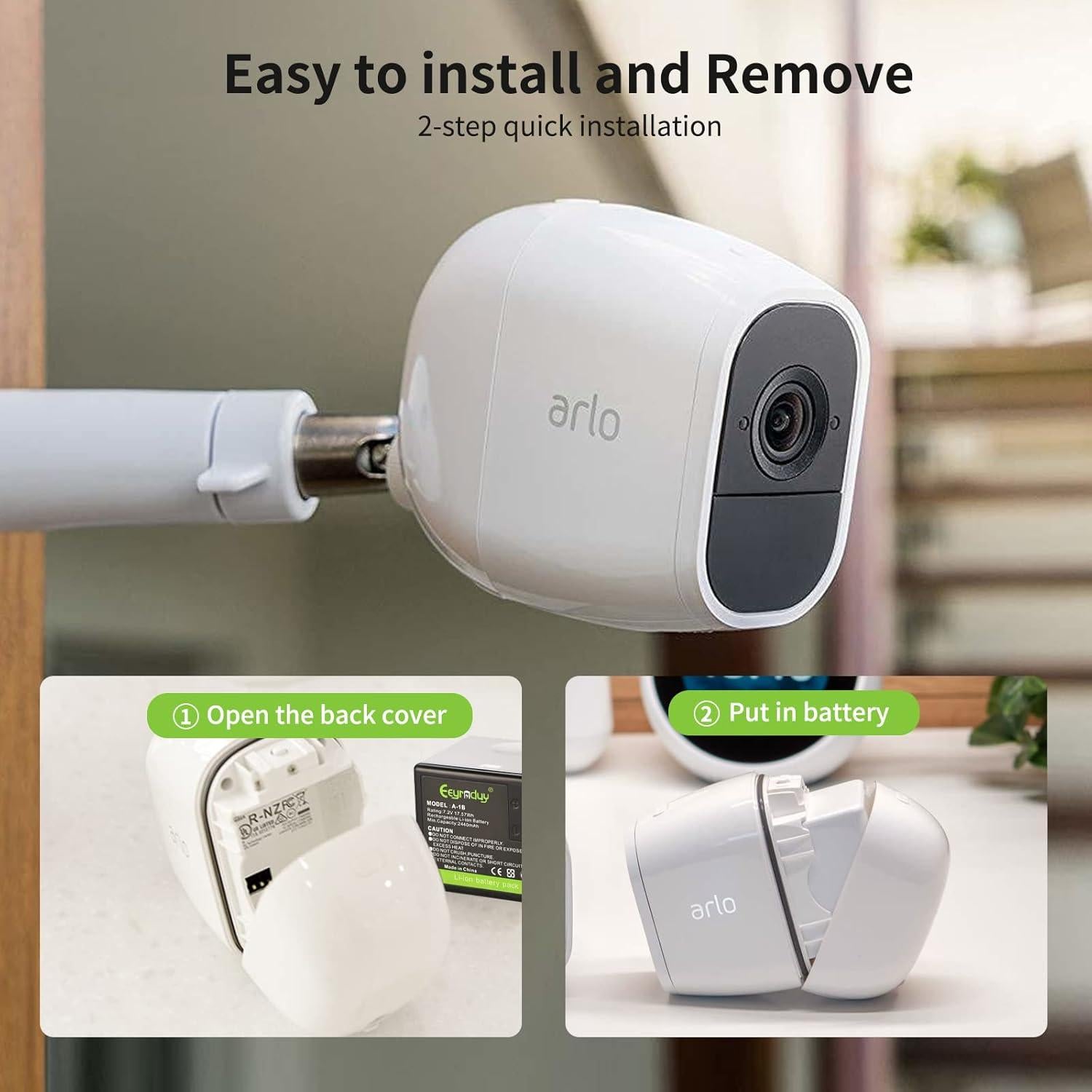 Baterías recargables A-1B Eeyrnduy para cámaras Arlo Pro 2 - 2440mAh