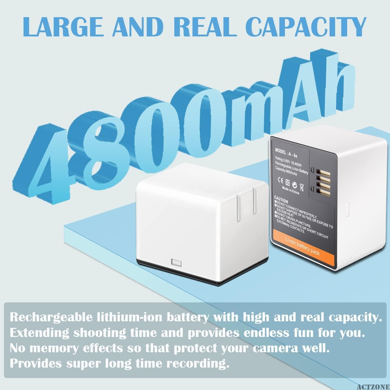 2 Baterías Recargables 4800mAh + Cargador Doble LCD ActZone