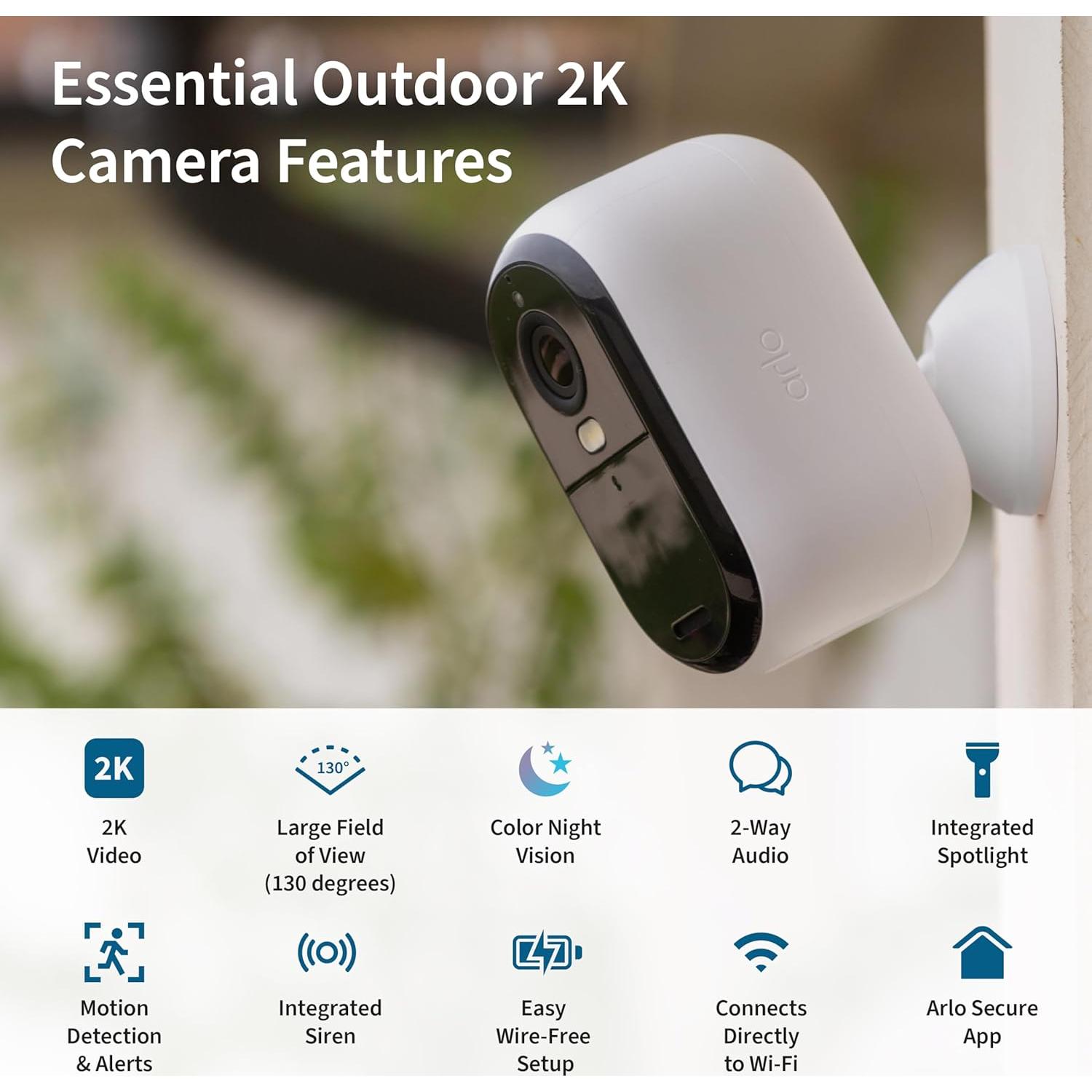 Paquete de Seguridad Arlo Esencial 2K | 3 Cámaras Interior y Exterior