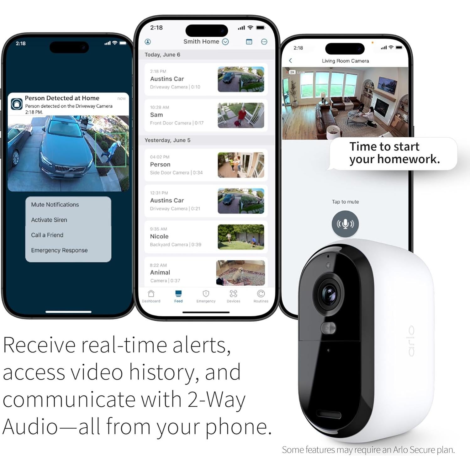 Paquete de Seguridad Arlo Esencial 2K | 3 Cámaras Interior y Exterior