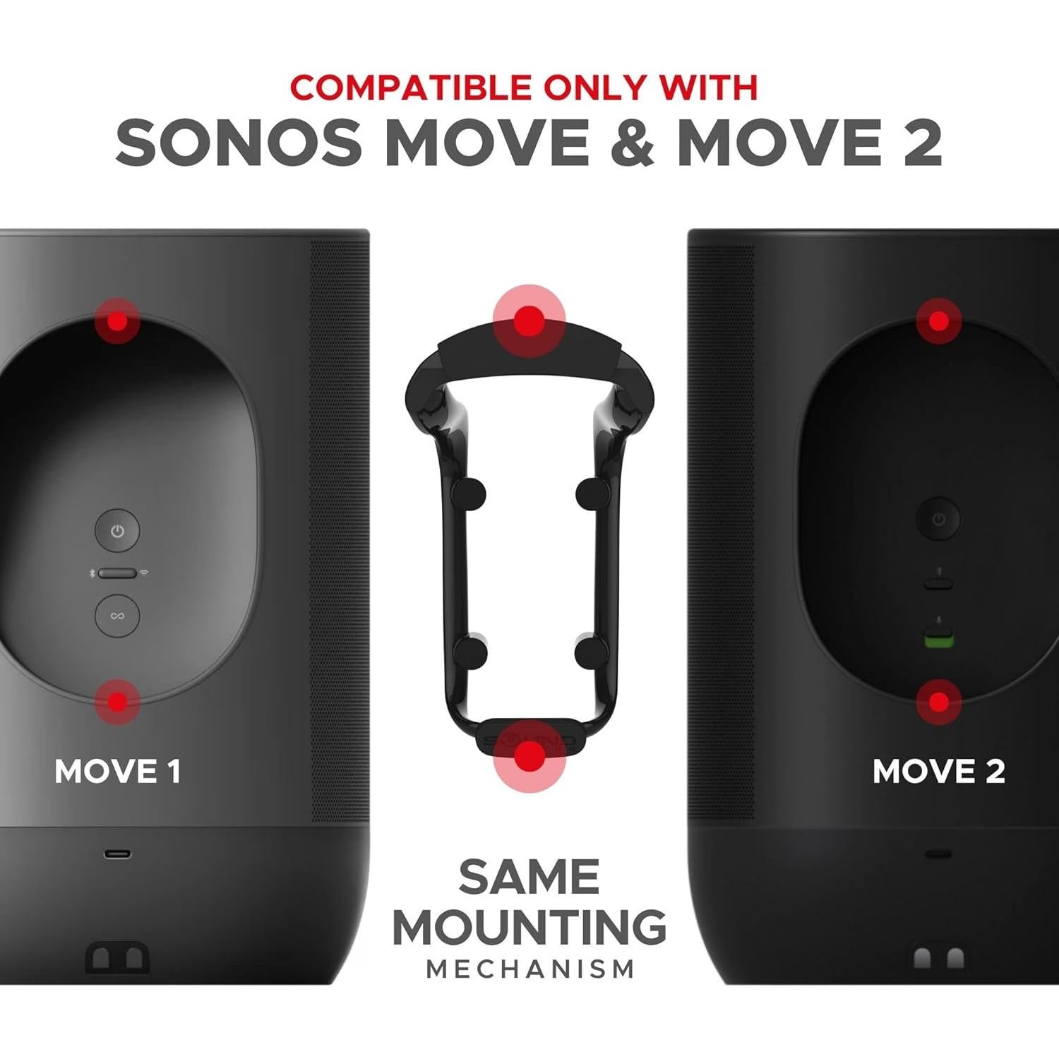 Soporte de pared Soundbass para altavoz Sonos Move 1 y 2, negro