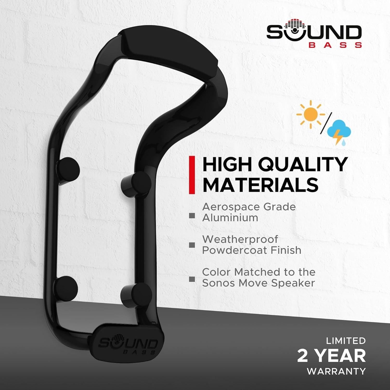 Soporte de pared Soundbass para altavoz Sonos Move 1 y 2, negro