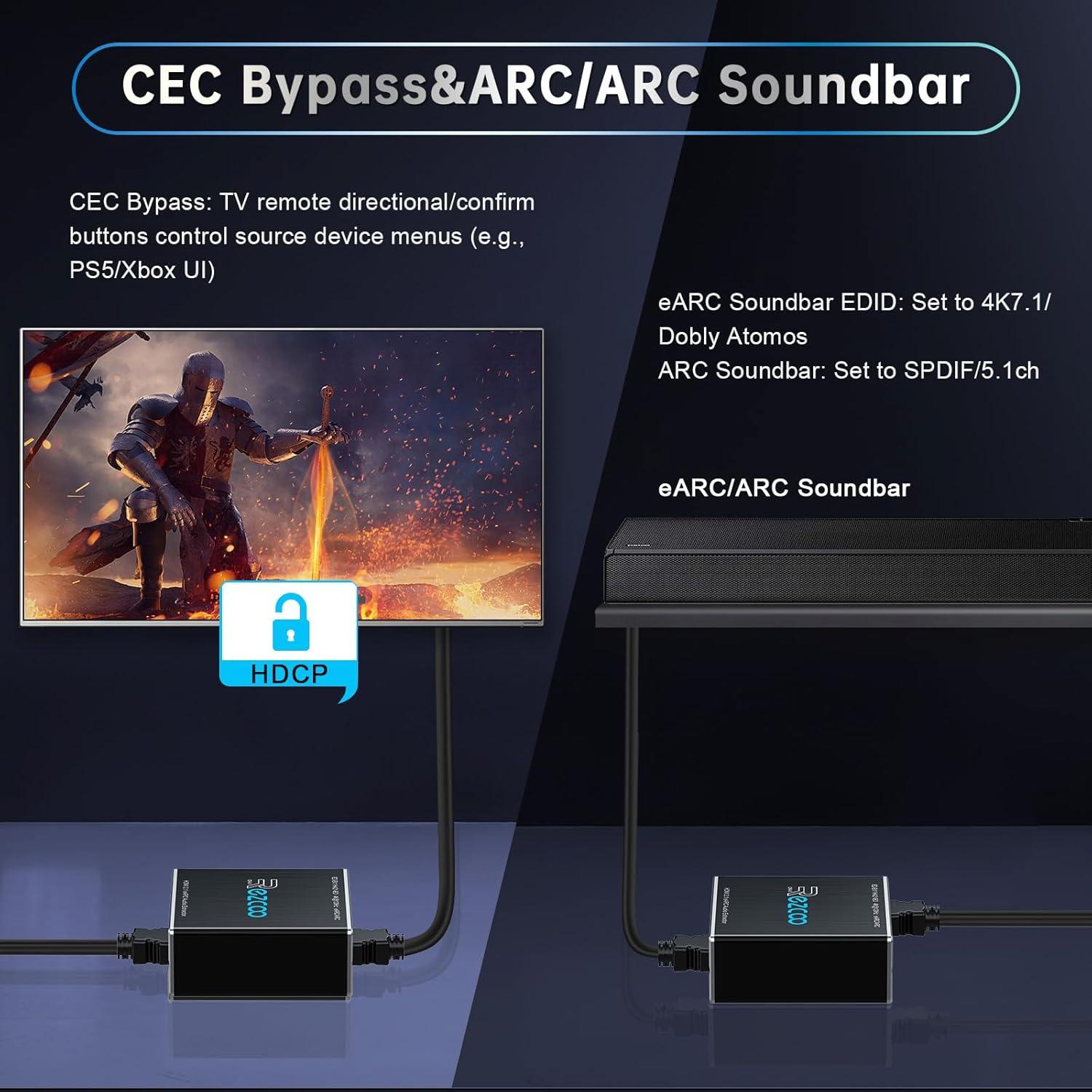 Extractor de Audio HDMI 2.1 EZCOOTECH 4K@120Hz eARC SPDIF