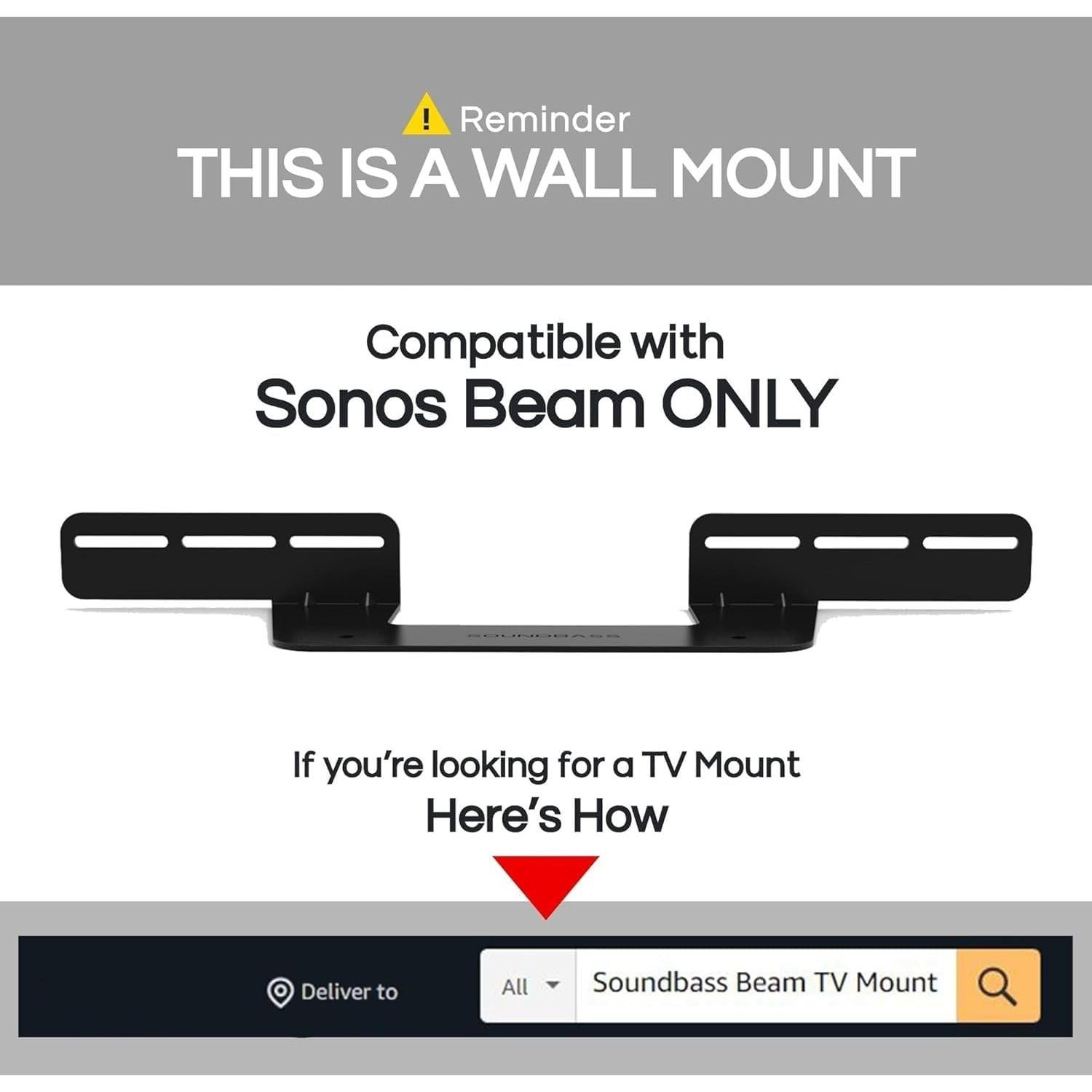 Soporte de Pared Soundbass para Sonos Beam Negro - Instalación Rápida