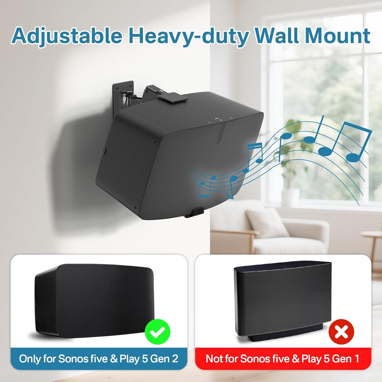 Soporte de Pared Yibracki para Sonos Play 5 y Five Negro